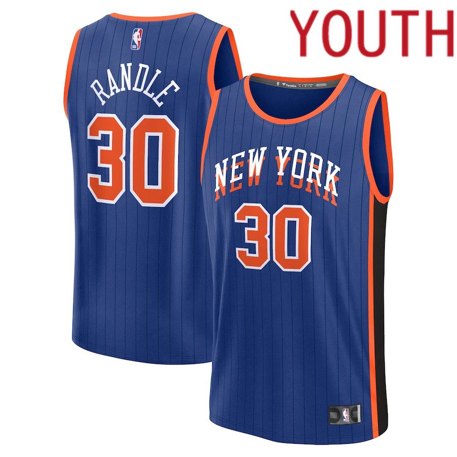 Youth New York Knicks 30 Julius Randle Fanatics Branded Blue City Edition 2023-24 Fast Break NBA Jersey